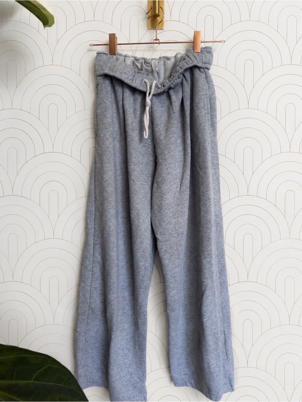 Urban Outfitters Heather Gray Drawstring Wide-Leg Sweatpants